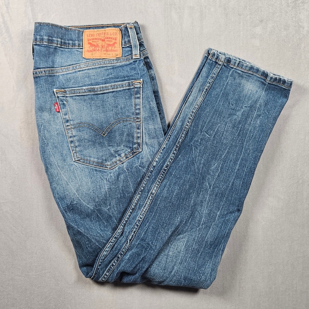 Levi's 502 Taper Jeans Mens 34x32 (Actual 34x30) Blue Medium Wash Faded Denim